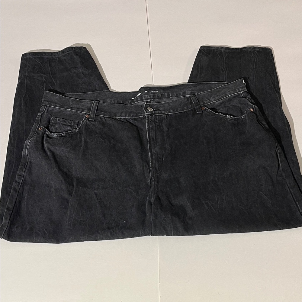 Old Navy Extra High Rise Loose Taper Denim Jeans 100% Cotton sz 20 Plus Black